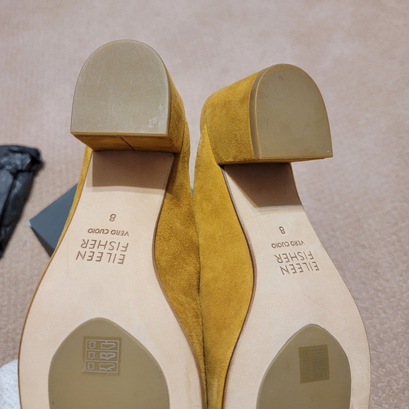 Eileen Fisher Brief Suede Mule New Elegant Mustard Tan Size 8 With Box $195‎ - Picture 6 of 11